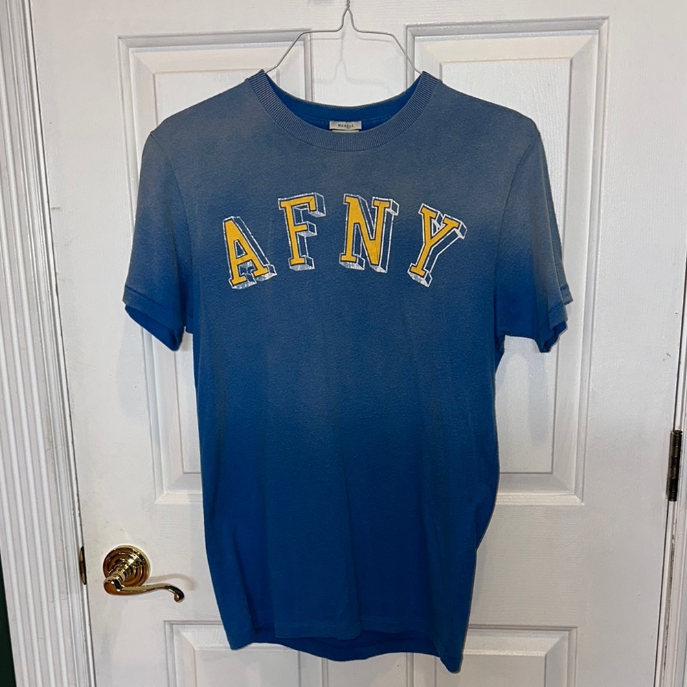 Blue Abercrombie & Fitch  AFNY Graphic Muscle Tee with Yellow Lettering